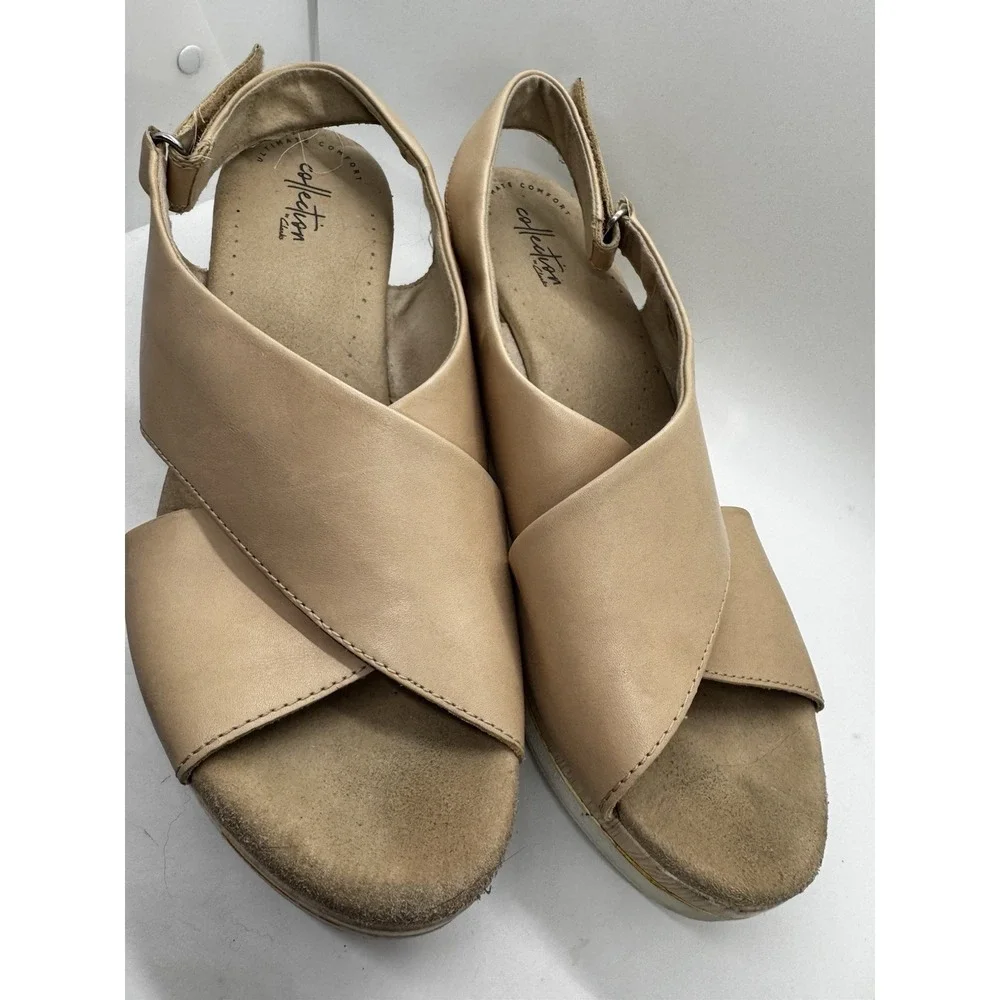 Clarks Wedge Platform Heels Cammy Pearl Size 11 EUC SB8